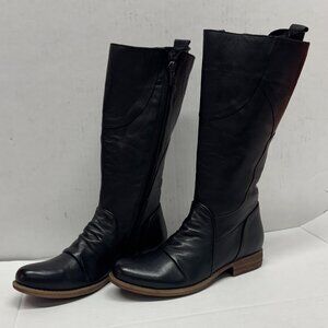 MIZ MOOZ SOFT LEATHER TALL BOOTS SIDE ZIP 37EU BLACK / 7US NEW # Z-79
